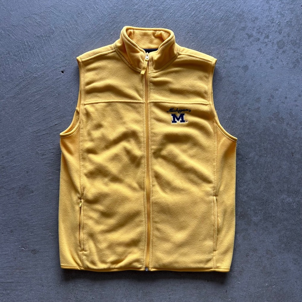 Vintage 90s Colosseum Michigan Wolverines Vest Size Large Yellow Fleece Jacket